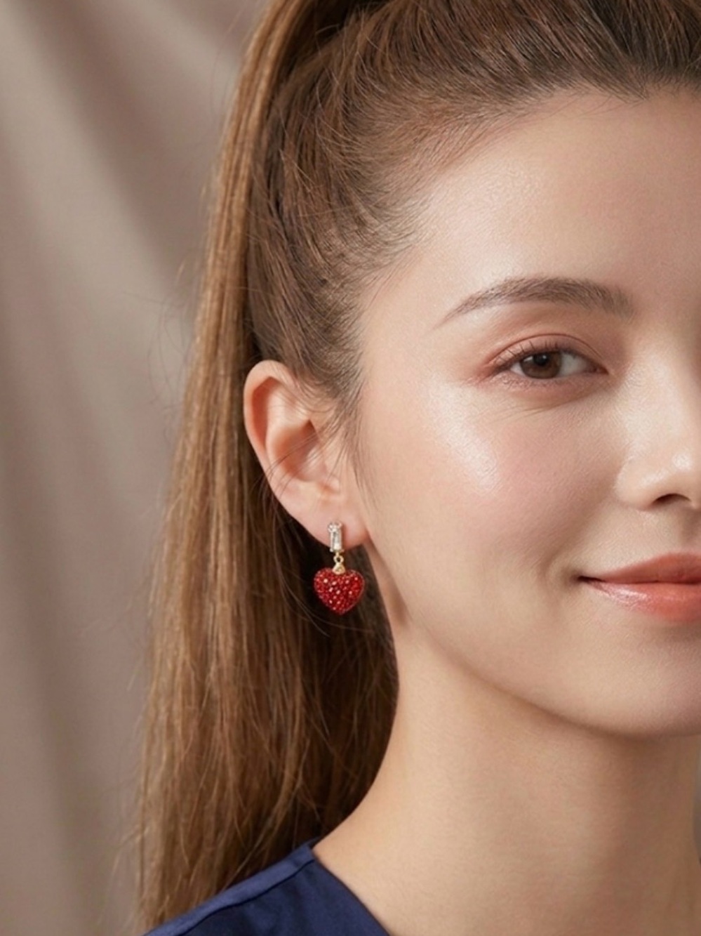 Red Heart Drop Earrings - Elegant Women's Jewelry